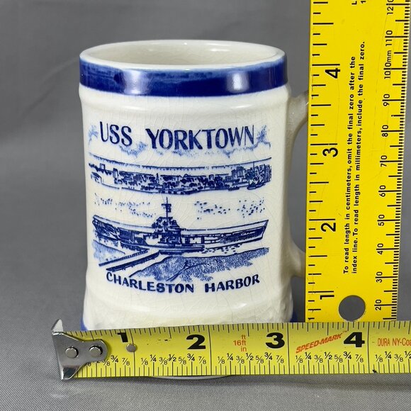 Vtg USS Yorktown CV 10 Coffee White Ceramic Mug Cup Charleston SC Souvenir Naval - Picture 11 of 12